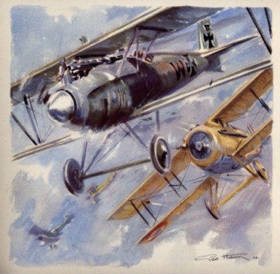 Geo Ham - Georges Guynemer WW I Air Combat Drawing Print For Sale - Artwork