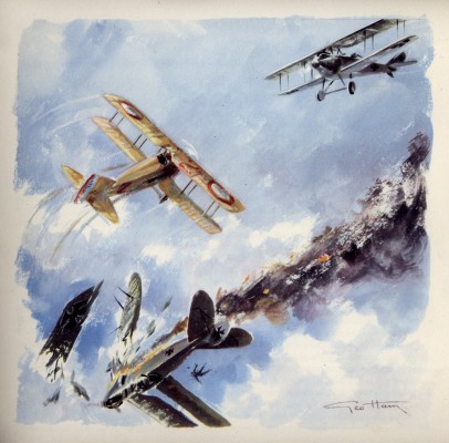 Geo Ham - Georges Guynemer WW I Air Combat Drawing Print For Sale - Artwork