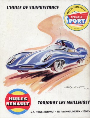 Geo Ham - 1958 Huiles Renault Advertisement Drawing Print For Sale - Artwork
