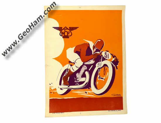 Vintage Original 1935 MCF Motorcycle Poster by Geo Ham Litho