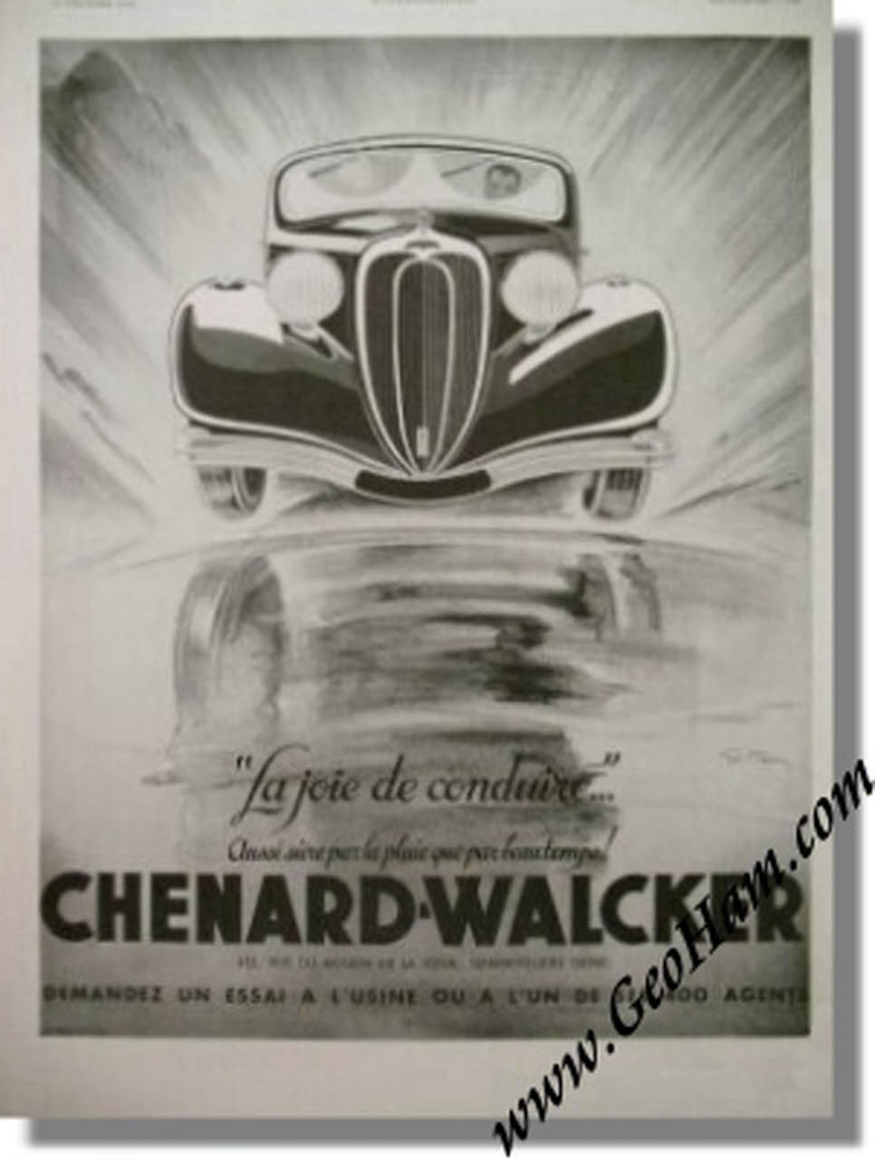 Vintage 1936 Chenard et Walker Advertisment by Geo Ham