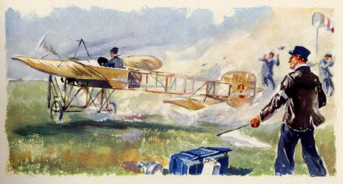 1949 Guynemer Illustration by Geo Ham - Taking off in an experimental monoplane