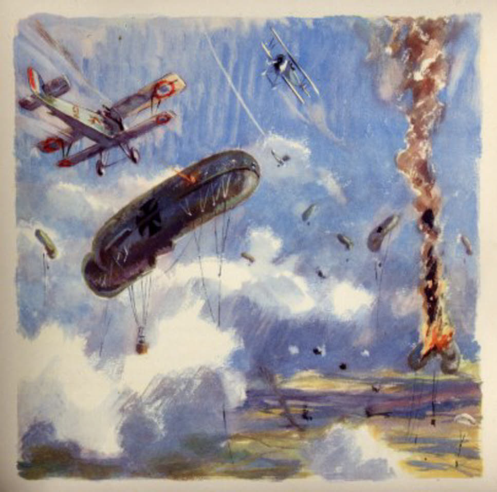 1949 Guynemer Illustration by Geo Ham - WWI Aircombat Scene