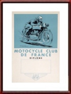 Vintage Original 1935 Motocycle Club de France Diplome Geo Ham Litho
