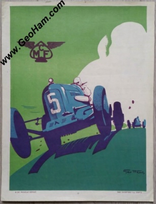Vintage Original 1935 MCF Car Poster by Geo Ham Litho