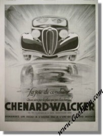 Vintage 1936 Chenard et Walker Advertisment by Geo Ham